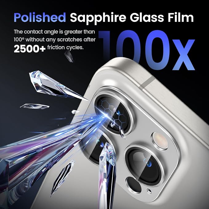 Tensea for iPhone 15 Pro Max/iPhone 15 Pro Camera Lens Protector | Metal Aluminum Alloy Tempered Glass Cover Camera Screen Protector Accessories, Case Friendly - Image 5