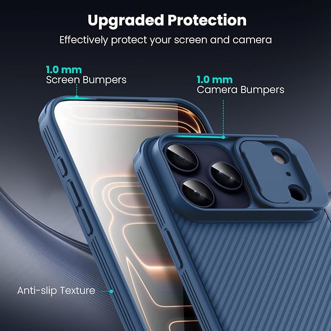 Nillkin for iPhone 17 Pro Max Case with Slide Camera Cover & Thin Slim Fit | Shockproof Protective | Protector Privacy | Phone Case Camera Lens Protector, Blue - Image 8