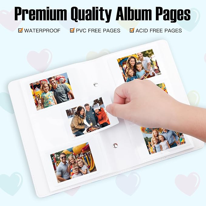 Veicevol 156-Pocket Album for Instax Mini & Polaroid 2x3 inch Photos, Blue | PU Leather Cover, Portable Album, Mini Photo Album for Fujifilm Instax Mini Camera, Polaroid Camera, Wedding Keepsake - Image 4