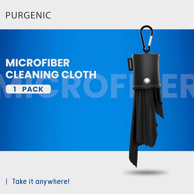 Microfiber Cloth & Glasses Wipes (1 Pack) Lens & Glasses Cleaning Cloth - Eyeglass Cleaner - Camera Lenses & Gadget Delicate Screens - Black - Image 2