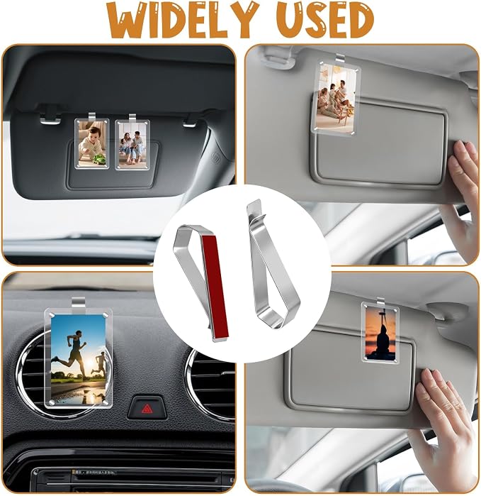 HINGTAI 6Pcs Car Sun Visor Photo Frames, Strong Hold Visor Clips for Cars DIY Sunshade Photo Frame Clip, Not Easy to Damage Stainless Steel Accessory for Car, Home & Office - Image 7