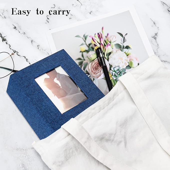 Vienrose 4x6 Photo Album,100 Pockets,Linen Cover with Window,Blue | Cover Window, Acid Free Pages, Linen Hardcover, Baby Wedding Family Photos - Image 4