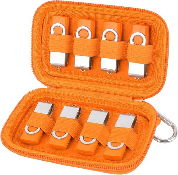 ALKOO Flash Drive Case USB Storage Case, Thumb Drive Holder, Holds 8, Black | Hard Shell, 8 Elastic Slots for USB Drives and SD/Memory Cards, Portable Travel and Office Organizer, Case Only, Black by ALKOO
