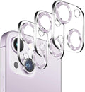 Dengduoduo 3 Pack Tempered Glass Camera Lens Protector for iPhone 15 6.1" & for iPhone 15 Plus 6.7",Bling Glitter, Ultra HD, 9H Hardness, Anti-Scratch, Case Friendly [No Affect on Night Shots]-Purple by Dengduoduo