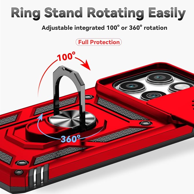 SunStory Compatible with Motorola Moto Edge 2025 Case with HD Screen Protector & Slide Camera Cover & Rotated Ring Kickstand, [Military-Grade] Phone Case for Moto Edge 2025,Red - Image 5