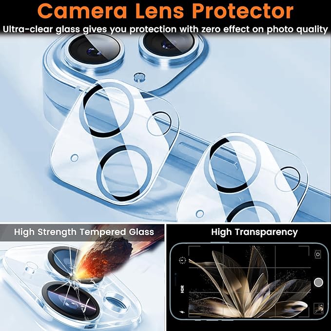 Lesakit 3+3 Pack Privacy Screen Protector for iPhone 14 6.1-Inch with 3 Pack Camera Lens Protector, Anti Spy Tempered Glass Film 9H Hardness Bubble Free Case Friendly - Image 5