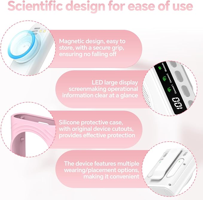 Voice Amplifier for Teachers, Portable Bluetooth Mini Personal Speaker with Wireless Lavalier Mic & Silicone Protective Cover, Ideal for Classroom, Conference and Tour Guide （Pink - Image 3