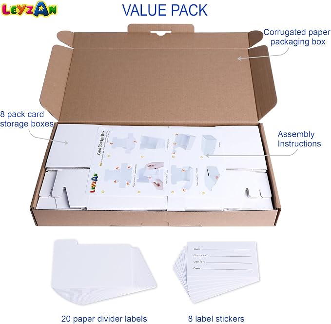 Toploader Storage Boxes, 8-Pack, 100 Top Loaders Each, TCG & Sports Cards | Cardboard top loader organizer with dividers and labels for TCG, MTG, trading cards and sports card collections - Image 7