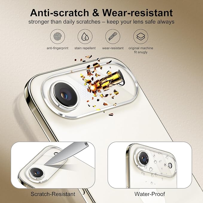 Camera Lens Protector (2 Pack) Compatible with iPhone Air 6.5" Camera Lens Cover Protection, 9H Tempered Glass, HD Clear Anti-scratch Case Friendly, Smudge-Resistant [Night Shots] - Image 2