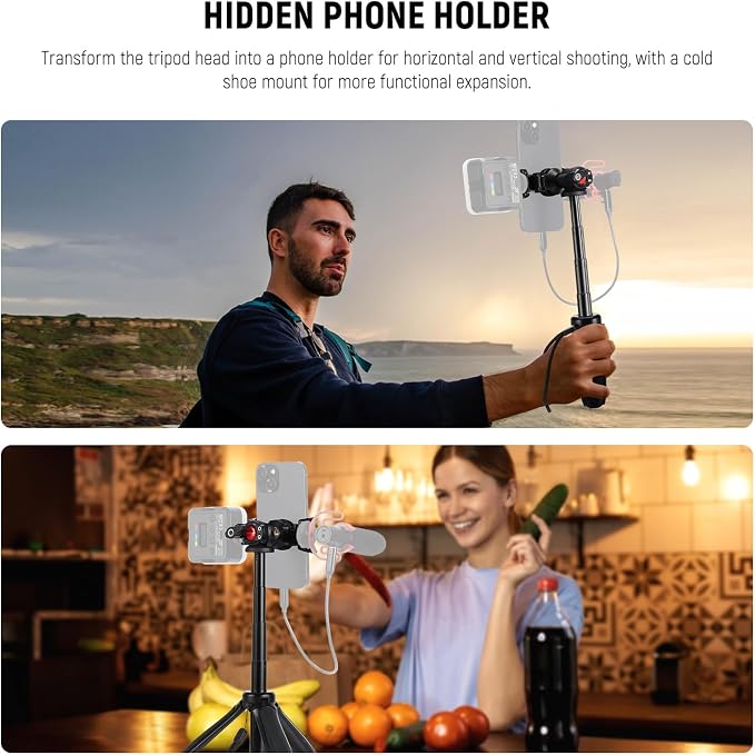 NEEWER TP38 Phone Camera Tripod, 15" Extendable Selfie Stick Metal Stand | Phone Holder, Action Camera Adapter, Compatible with Hero 13 12 11 10 9, 360° Ball Head Travel Tripod for Vlogging - Image 4