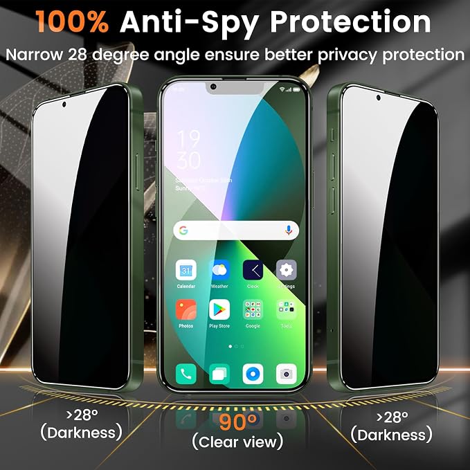 Lesakit 3+3 Pack Privacy Screen Protector for iPhone 13 6.1-Inch with 3 Pack Camera Lens Protector, Anti Spy Tempered Glass Film 9H Hardness Bubble Free Case Friendly - Image 3