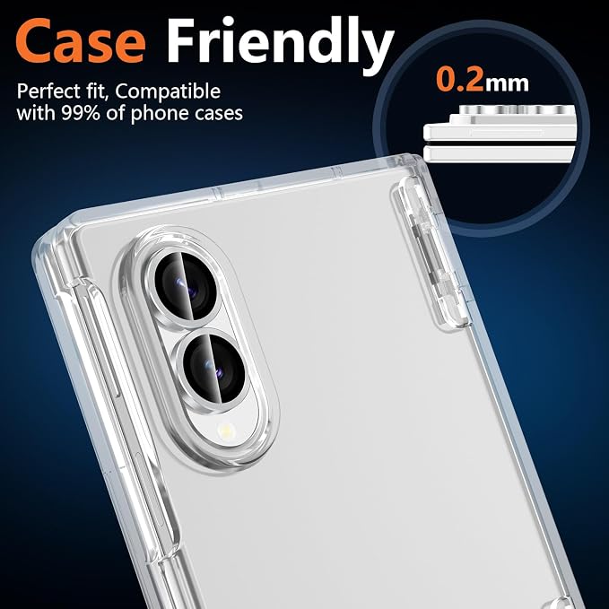 for Samsung Galaxy Z Fold 8 Camera Lens Protector, Individual Metal Ring Tempered Glass Lens Cover, [Strong Adsorption] Scratch Resistant Ultra-Thin HD Clear Lens Cover, 1 Set-Silvery - Image 6