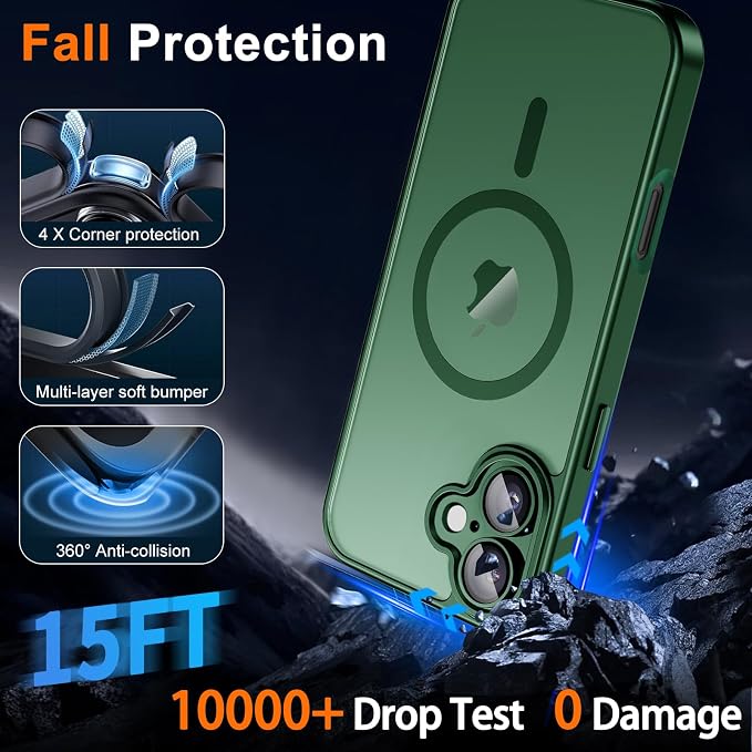 for iPhone 17 Case with Privacy Screen Protector, Green | Full Camera Protection, Magnetic, Compatible with MagSafe, Translucent Matte Shockproof Phone Protective Cover for iPhone 17 - Image 5