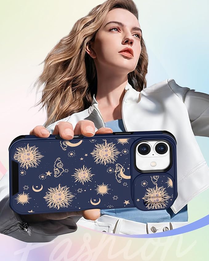Buleens for iPhone 16 Case 6.1 Inch - with Ring Stand & Camera Cover Aesthetic Cute Designed for Women Girls Girly Kawaii Sun Moon Stars Unique Phone Case for iPhone 16 Compatible with Magsafe - Image 6