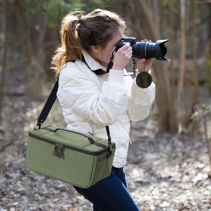 Koolertron Dslr Camera Insert Bag Purse Universal Liner Lens Pouch Partition Protective Cover Waterproof Sleeve for Cannon/Nikon/Sony (Green) - Image 2