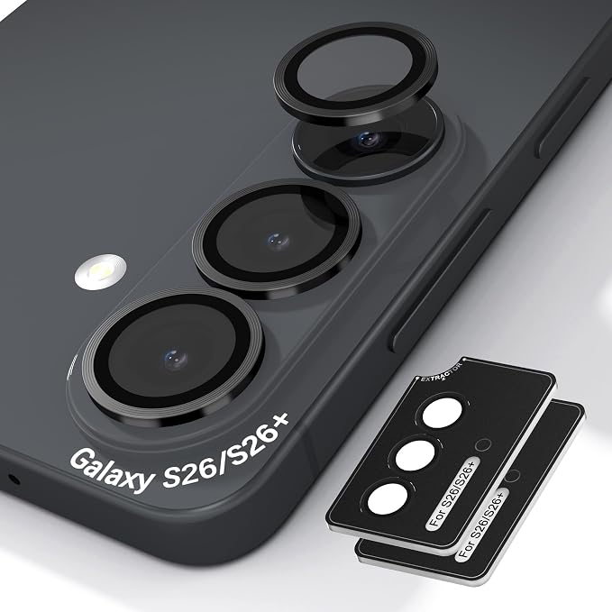 Orzero (2 Sets Camera Lens Protector for Samsung Galaxy S26 / S26 Plus, [EZ Install] [Case-Friendly] 9H Tempered Glass CD Pattern Lens Cover, Military-Grade Shockproof, HD Clarity Anti-Glare (Black) by JumpIntoOrzeroLet%E2%80%99sExploreLikeNeverBefore