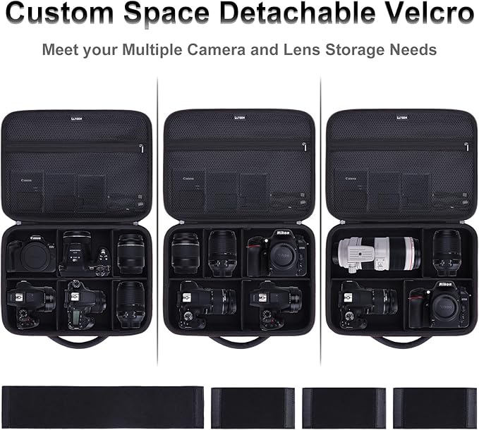 Large Camera Case Bag for Canon/Sony/Nikon Camera and Multiple Lens Pink | Hard Travel Carrying Case Bag for Canon/Sony/Nikon DSLR SLR Mirrorless Camera and Multiple Lens with 5 Dividers - Image 2