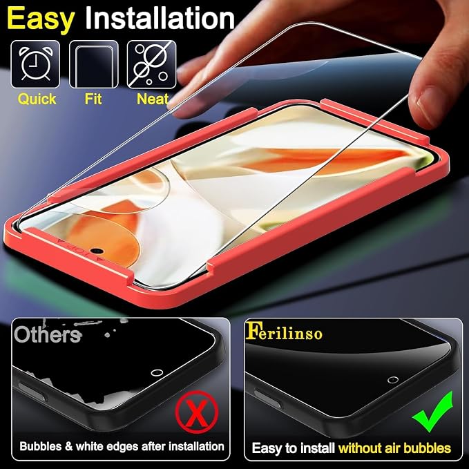 Ferilinso Screen Protector for Google Pixel 9 Pro, Tempered Glass Back | 3 Pack, 9H+ Hardness, Military-Grade Shatterproof, Case Friendly, Easy Installation Bubble Free, with Camera Lens Protector - Image 7