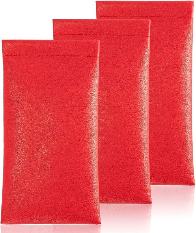 TRIUMPH VISION Eyeglass Case Glasses Case Soft Sunglass Pouch Sleeve 3 Pack | Slim Lightweight Alternative to Bulky Case, Leather Lined Protect Lens, Squeeze Easy to Use, Stylish Portable for Daily Use by TRIUMPHVISION