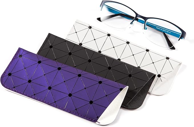 TRIUMPH VISION 3 Pack Reading Glasses Pouch Soft Case Eyeglass Sleeve Slim | Alternative to Bulky Case in bag, Lightweight Lined Padded Protect Optical lens Slip in, Cute Pattern Portable for Daily Use - Image 5