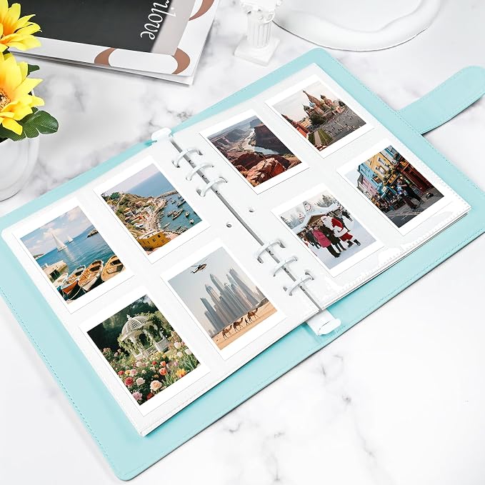 2x3 Photo Album, Clip-In PU Leather Cover A5 Photocard Binder, 200 Pockets, Compatible with Fujifilm Instax Mini & Polaroid Camera, Scrapbook for Instant Photos (Blue) - Image 7