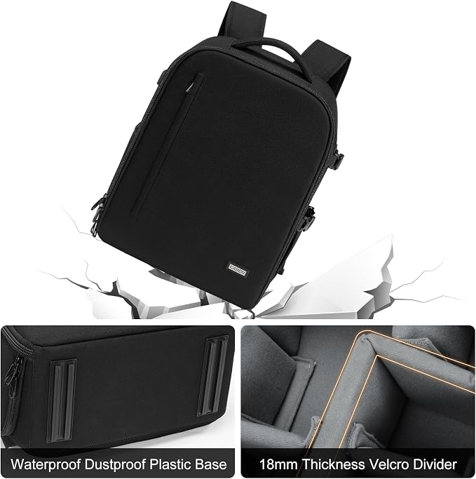 CADeN Camera Backpack, Extra Large DSLR Camera Bag with 17" Laptop Compartment, Waterproof Rain Cover, Professional Travel Hiking Camera Backpack Bag - Image 4