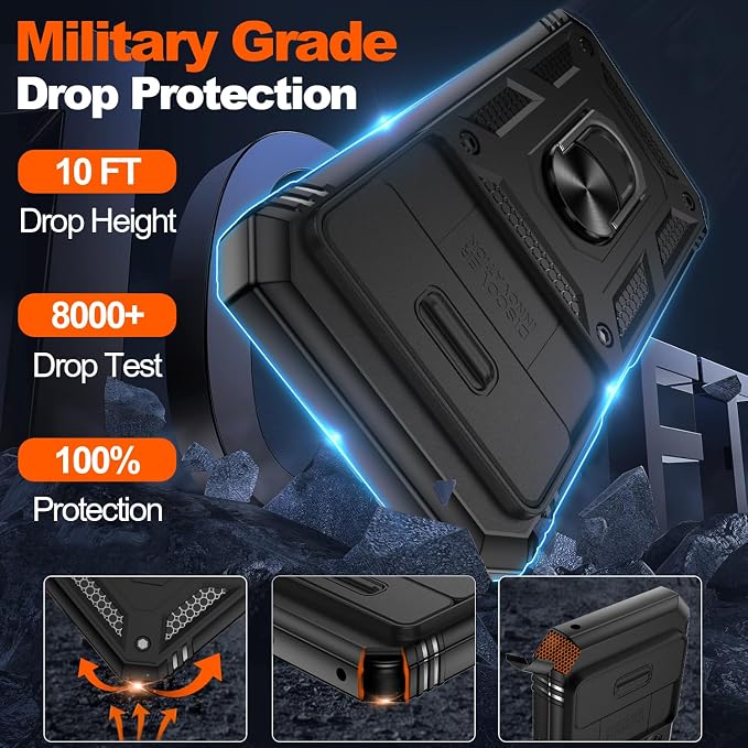 Gritup for Pixel 9A Case Military-Grade Shockproof with Kickstand, Black | with 2 PCS Screen Protector, Slide Camera Cover, Heavy Duty Outdoor Protection Full Body Funda para Google 9 A Phone Cover - Image 2