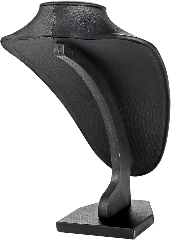 TENINYU Professional 3D Necklace Display Stand, Leatherette Jewelry Bust Holder, 8.5 Inch Chain Organizer Tower for Home Display (Black Leatherette) - Image 7