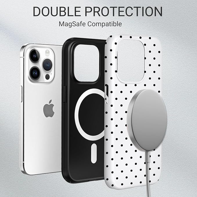 TPU Phone Case for iPhone 14 Pro Max, MagSafe Wireless Charging Compatible, Shockproof Slim Fit Protective Cover with Anti-Yellowing & Raised Camera Protection (Polka dot 8, iPhone 14 Pro Max) - Image 6