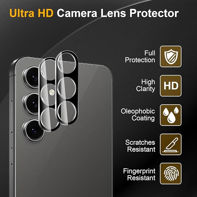 3 Pack Camera Lens Protector for Samsung Galaxy S24 Fe | Tempered Glass,Anti-Fingerprint,9H Hardness,Scratch Resistant,Easy to Install,Bubble Free,HD Clarity - Image 5