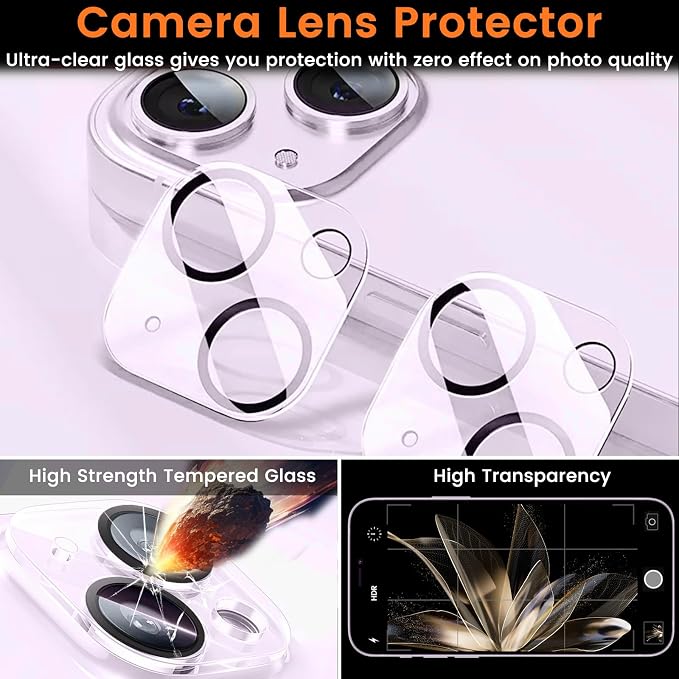 Lesakit 3+3 Pack Privacy Screen Protector for iPhone 14 Plus 6.7-Inch with 3 Pack Camera Lens Protector, Anti Spy Tempered Glass Film 9H Hardness Bubble Free Case Friendly - Image 5
