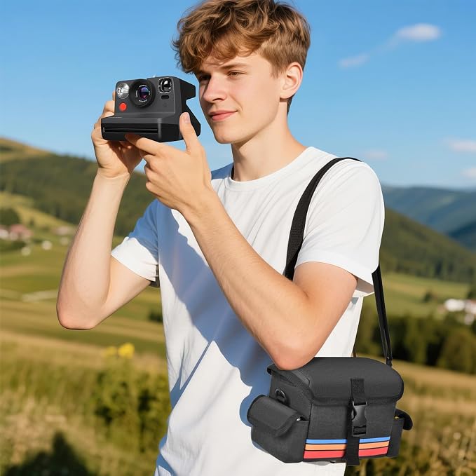 Camera Case Compatible with Polaroid Now, Now+ & OneStep+, Crossbody Bag | Custom-Fit Camera Bag for Polaroid Now 2nd/3rd Gen, With A Shoulder Strap And Organized Accessory Storage - Grey - Image 7