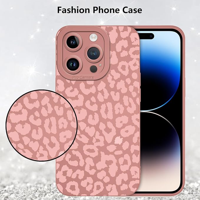Cute Pink Cheetah Print Phone Case for iPhone 14 Pro Max 6.7" | Aesthetic Leopard Pattern Design Cover Full Camera Lens Protective Shockproof Soft Slim TPU Funda for Women Girls - Image 6
