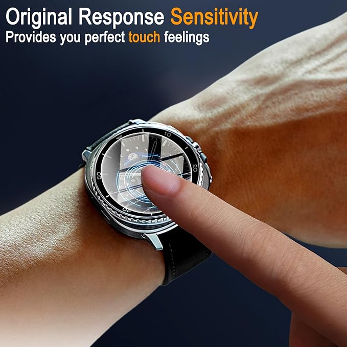 SiHPuoy Tempered Glass Screen Protector for Samsung Galaxy Watch 8 Classic | 4 Pack, 46mm, 9H Hardness, Military Grade Shatterproof, Anti Scratch, Bubble Free, HD Ultra-thin, Easy Install, Case Friendly - Image 4