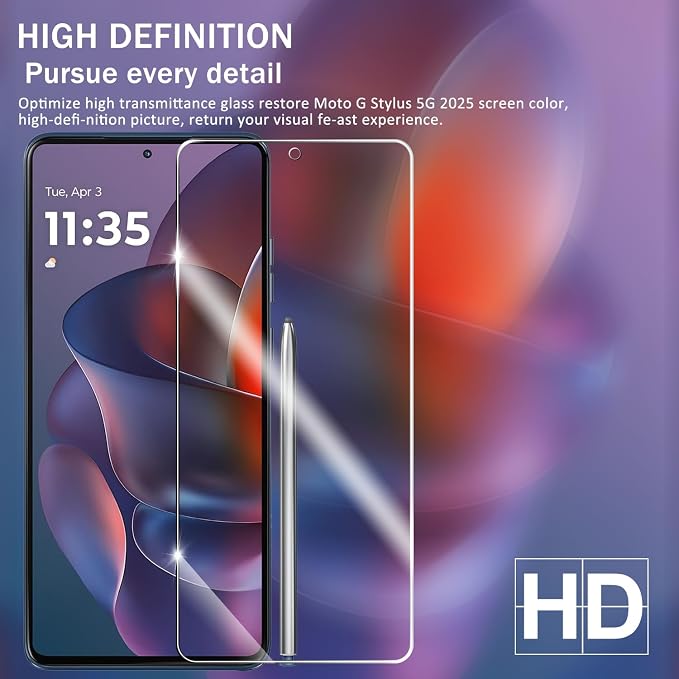 Moto G Stylus 5G 2025/2026 Tempered Glass Screen & Lens Protector 2+2 Pack | [3D Glass] [Anti-Glare] [Bubble-Free] - Image 6