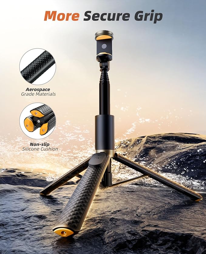 Tripod for iPhone, Selfie Stick with Remote, Stable & Durable Phone Tripod | Portable Travel Cell Phone Stand, Extendable All-in-1 Tripod for Video Recording Compatible with iPhone Android - Image 3
