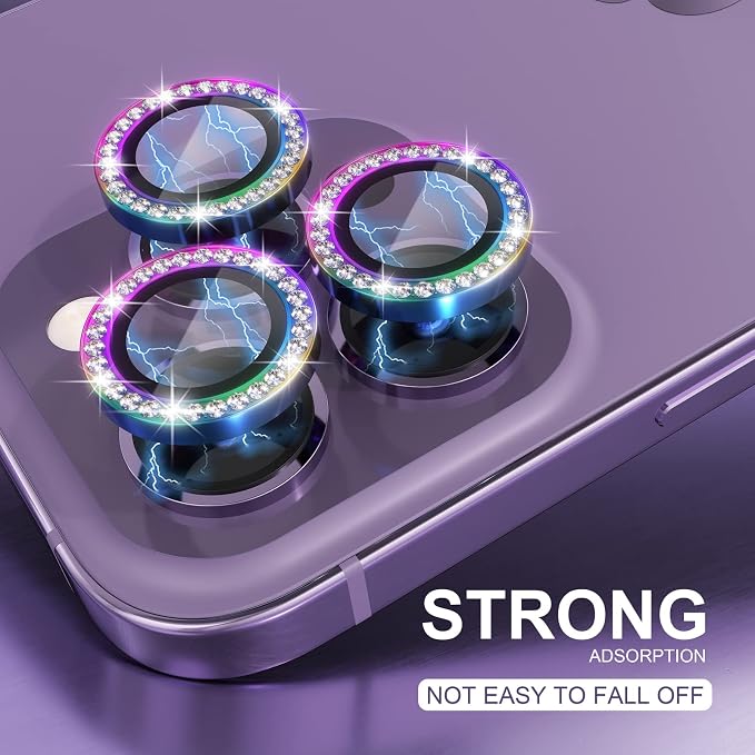 Choiche for iPhone 14 Pro/iPhone 14 Pro Max Camera Lens Protector | Ultra HD, Bling 9H Tempered Glass Camera Cover Screen Protector Metal Ring Decoration Accessories (Diamond-Colorful) - Image 6