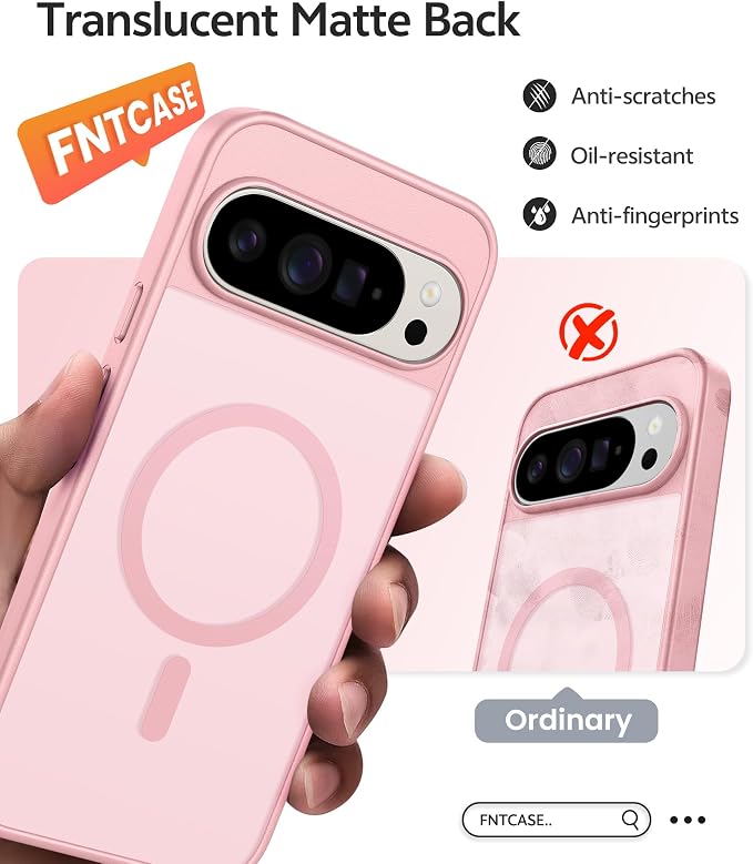 FNTCASE for Google Pixel 10 / Pixel 10 Pro Case, Compatible with Magsafe | Screen Protector, Translucent Matte, 14FT Military Grade Drop Protection, Shockproof Protective Phone Cover, Light Pink - Image 6