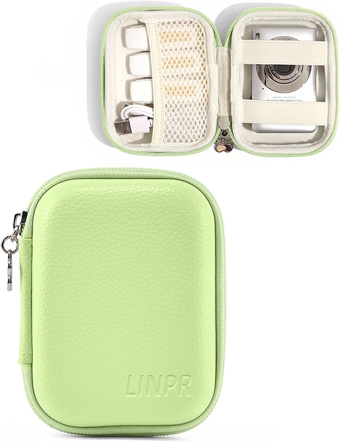 Digital Camera Case for KODAK PIXPRO FZ55/FZ45, Case Only, Mint Green | Fits CAMKORY DC403 and Canon PowerShot ELPH 360 HS Compact Digital Cameras, Small Hard Shell Camera Pouch with Mesh Pocket by Linpr