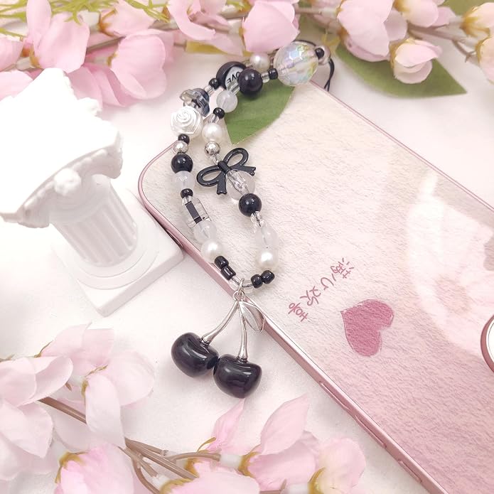cioatu Phone Charms Cute Cherry Butterfly Cell Phone Lanyard Strap Wrist Strap for Bag Airpods Camera Pendants Decor - Image 6