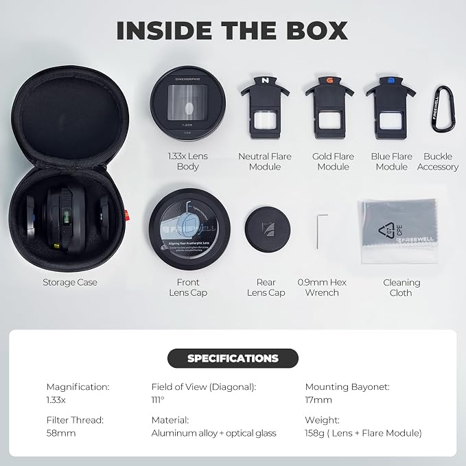 Freewell 1.33x Anamorphic Lens for iPhone & Samsung - 3 Flare Colors in One Lens (Neutral, Gold, Blue) - Cinematic Smartphone Lens with Oval Bokeh - Compatible with 17mm Mount Phone Case & Cage. - Image 9