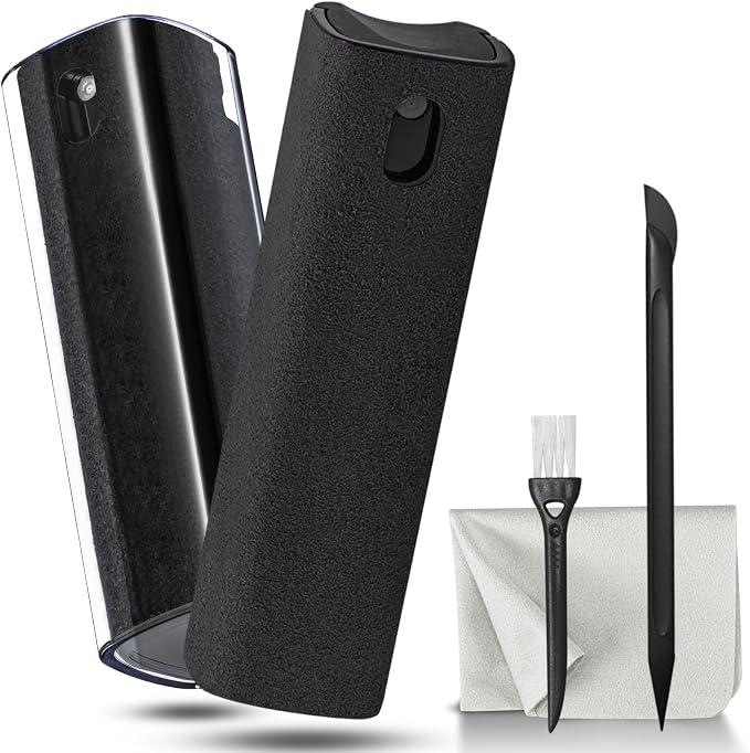 walrfid 2 Pack Screen Cleaner Spray and Wipe for Laptop Monitor and Car Screens, Phone Touchscreen Mist Cleaning Kit for Cellphone, Tablet, PC, Computer, LCD, MacBook, iPhone, iPad, Mac Pro - Black by walrfid