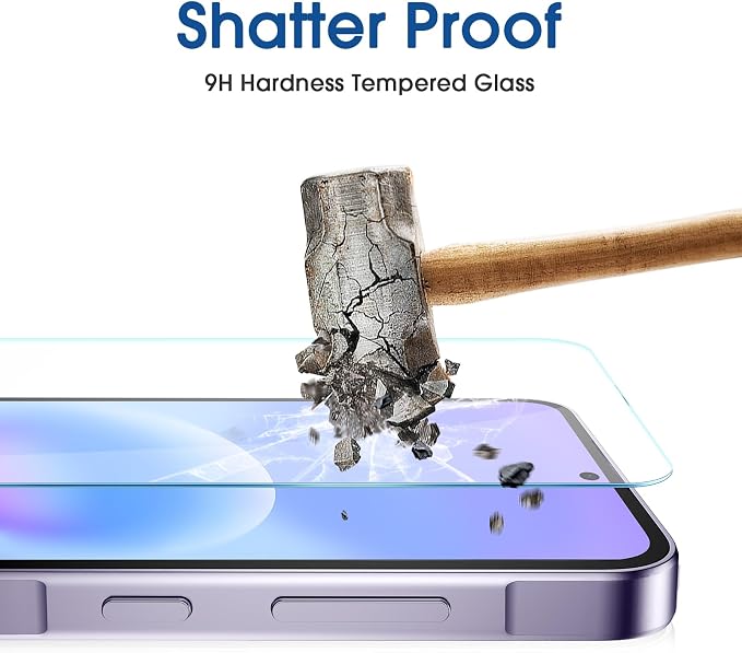 amFilm OneTouch for Samsung Galaxy A57 Screen Protector Tempered Glass | Auto-Alignment, 30s Install, Bubble Free, Scratch & Drop Protection, HD Clear, Camera Lens Protector, 2+2 Pack (A57-6.7'') - Image 4