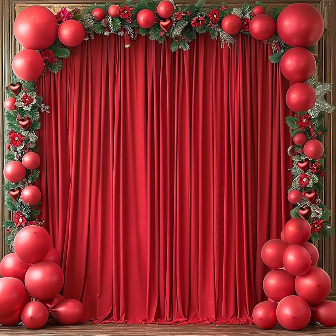 20x10ft Wrinkle Free Red Backdrop Curtain for Parties Soft Fabric Drapes Wedding Red Curtain Backdrop for Birthday Party Decorations Background for Photography 5x10ft, 4 Panels - Image 6