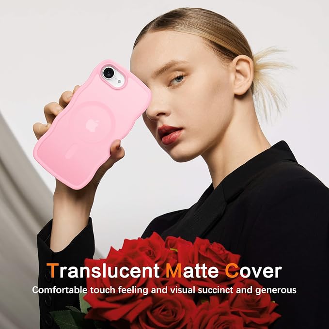 BENTOBEN Magnetic for iPhone 17e Case,Cute Wavy Frame [Compatible with MagSafe] Translucent Matte Anti-Slip TPU Bumper Women Girls Boys Men Shockproof Drop Protective Cover for iPhone 17e,Light Pink - Image 7