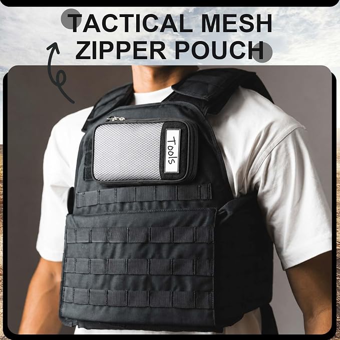 Aliceset 2 Pcs Tactical Pouch Admin Pouch Tactical Bag Insert Panel Organizer with Writable Patches, Molle Panel Accessories Utility Storage Pocket Accessories (Black, White,Vertical Style) - Image 5