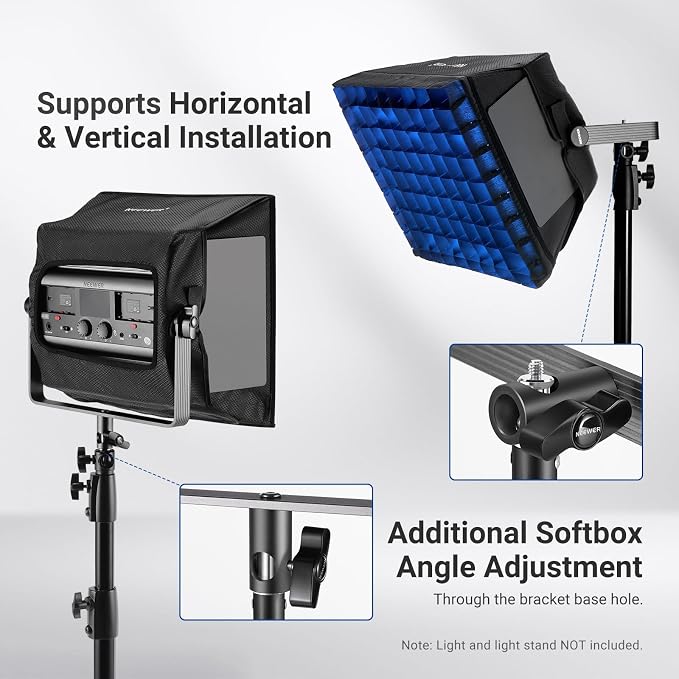 NEEWER Upgraded Softbox Diffuser Only for NEEWER RGB1200 Video Light, 14.6"x13.6"/37x34.5cm Foldable Soft Box with Grid/Bag/Blackout Hood, Quick Set Up for Portrait Studio Photography Lighting, NS5S - Image 2