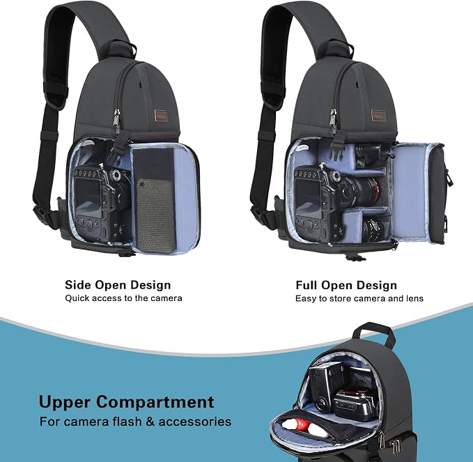 MOSISO Camera Sling Bag, DSLR/SLR/Mirrorless Camera Case Camera Backpack | Shockproof Photography Bag with Tripod Holder&Removable Modular Inserts Compatible with Canon/Nikon/Sony/Fuji, Space Gray - Image 2