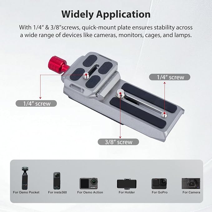 Came-TV 58mm Universal Clamp Base with Arca-Swiss Quick Release Plate, CNC Aluminum Camera Mount Clamp for DSLR/Mirrorless Camera, Tripod, Stabilizer, Motorcycle Mirror, Car Headrest Rods 61009 - Image 7