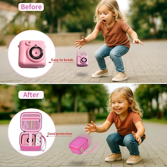PAIYULE Kids Instant Print Camera Case for ESOXOFFORE for Dylanto | Hard Shell,Mesh Pocket,Wrist Strap,for Gofunly,for GREENKINDER,for DUDUDRAGON,for Zostuic,for Careenoah (Box Only)SkyBlue - Image 4